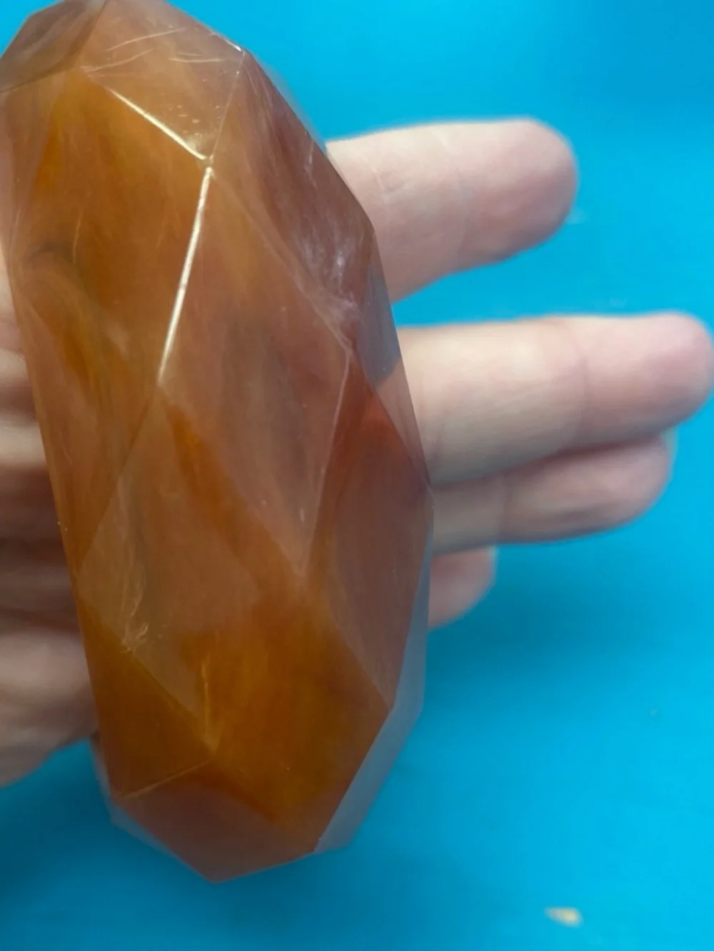 Vintage Bakelite Faceted Amber-Colored  Bangle Bracelet